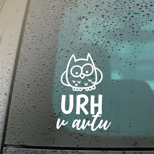 Personalizirana avtonalepka z imenom otroka in ilustracijo sovice