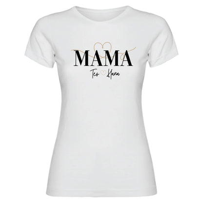 Personalizirana majica z napisom mama in dodanimi imeni otrok