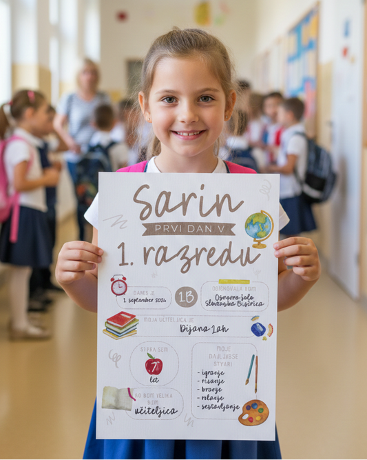Personaliziran plakat za prvi šolski dan - natisni sam