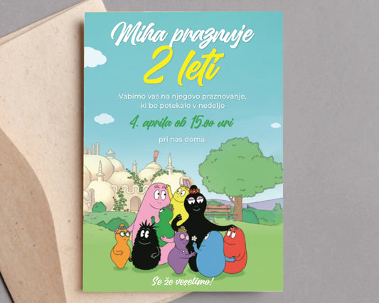 Digitalno vabilo za rojstni dan - Barbapapa