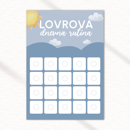 Personaliziran plakat za dnevno rutino – z imenom otroka