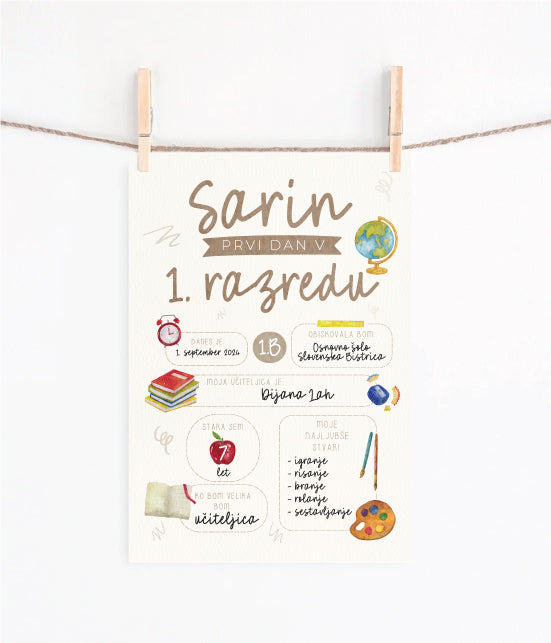 Personaliziran plakat za prvi šolski dan - kot odličen rekvizit za fotografiranje