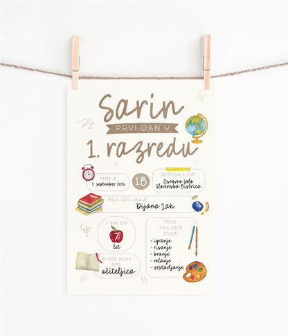 Personaliziran plakat za prvi šolski dan - kot odličen rekvizit za fotografiranje